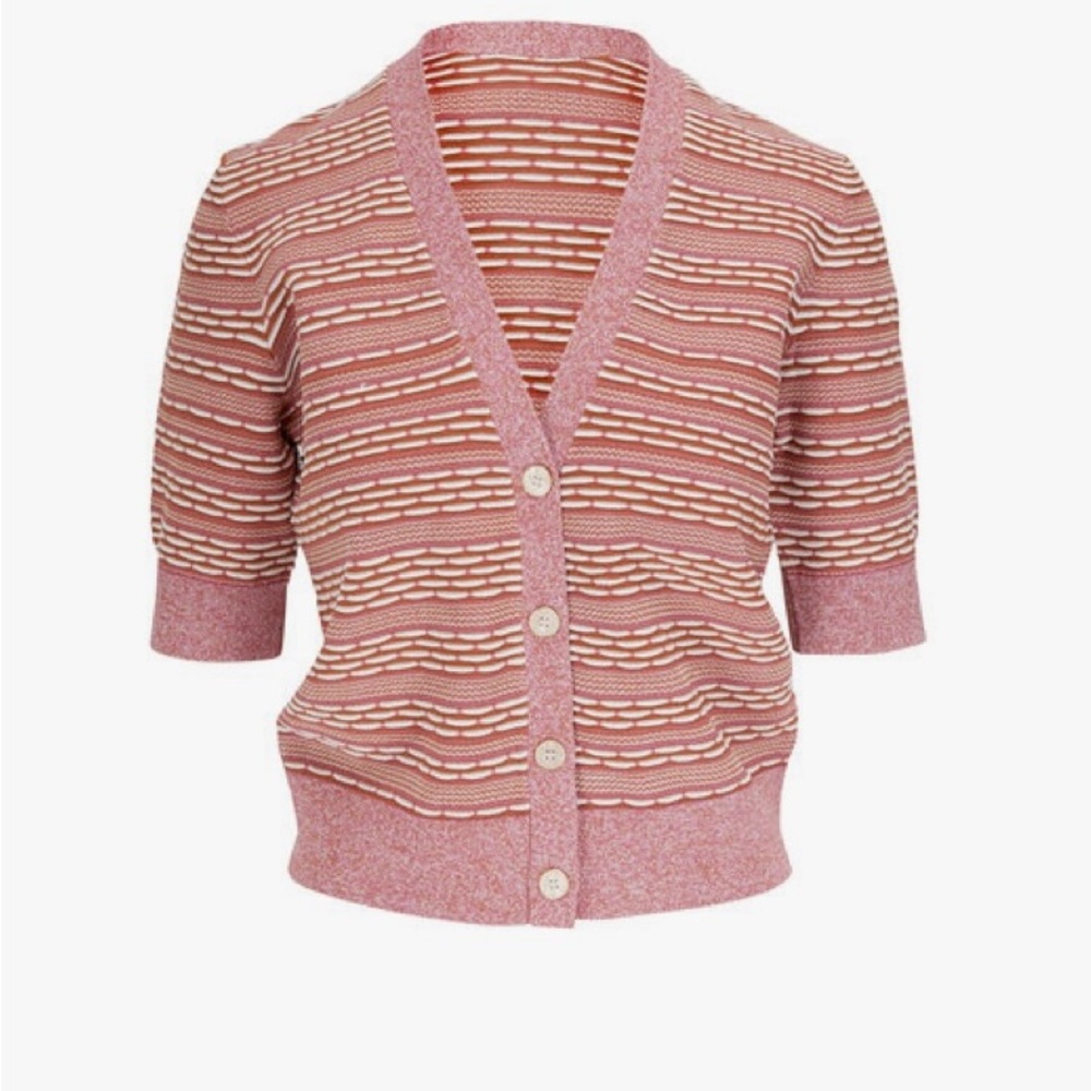 VERONICA BEARD Toyama multicolor cropped short sleeve cardigan